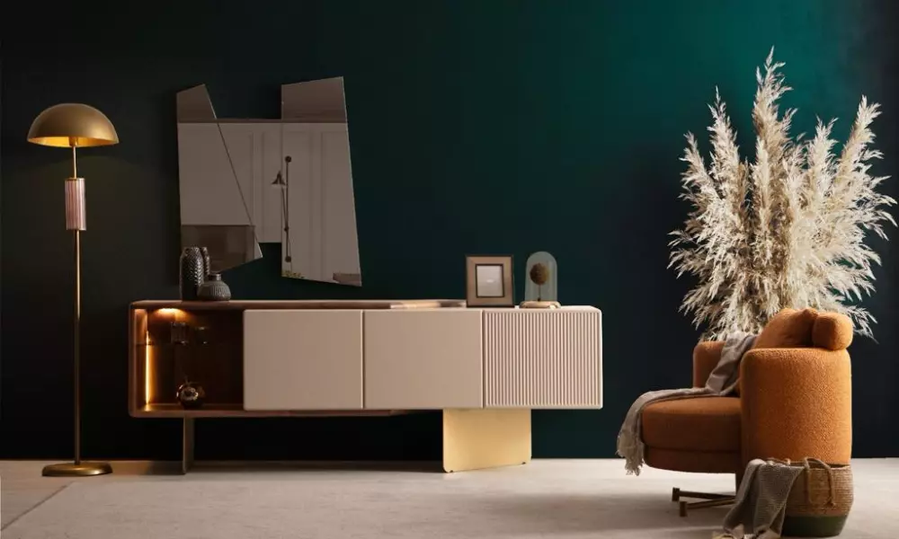 Tesla-Tesla Ekru Ceviz Konsol Ayna