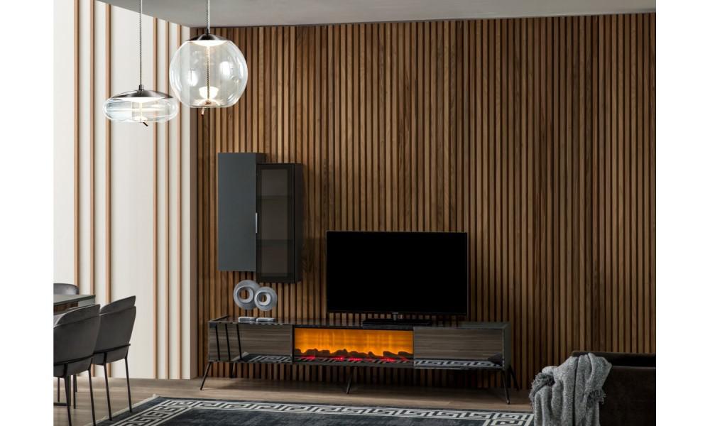 Bronze-Bronze Tv Ünitesi Şömineli