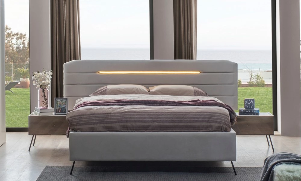 Bronze-Bronze Aytaşı Ledli Karyola (Bazalı)