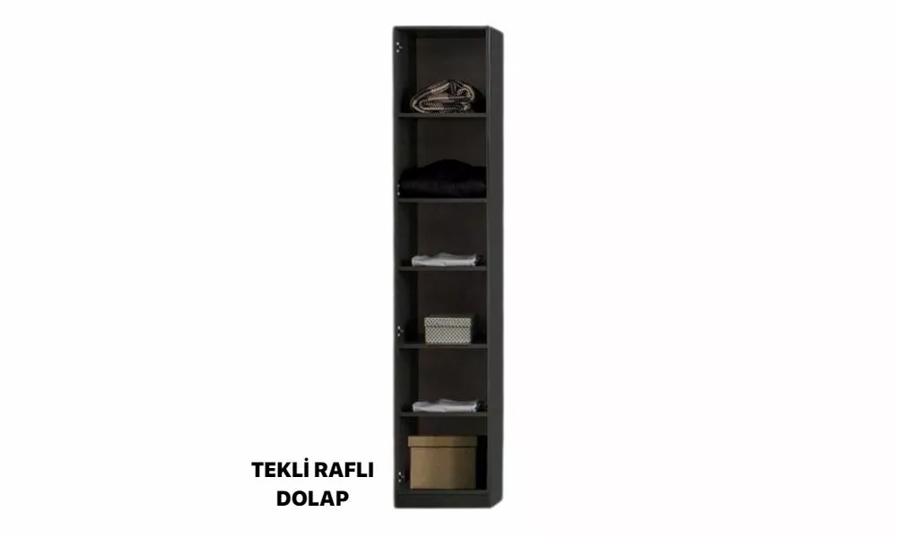 Bronze-Bronze Antrasit 1 Kapılı Dolap (Raflı)