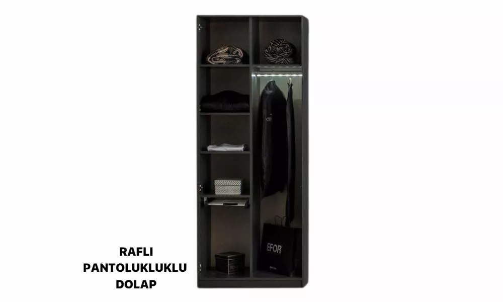 Bronze-Bronze Antrasit 2 Kapaklı Raflı Dolap